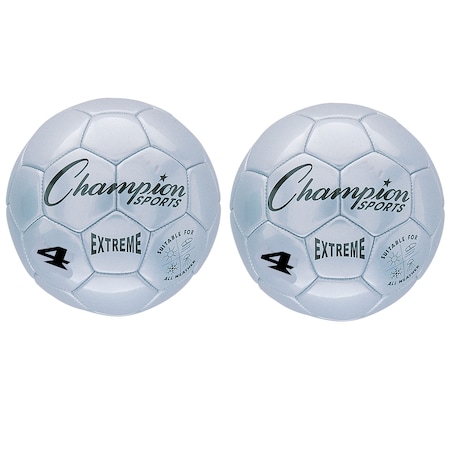 Champion Sports Extreme Soccer Ball, Silver, Size 4, PK2 EX4SL